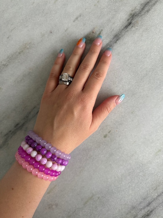 Jewelry - Purple & Pink Beaded Stretch Bracelet Set - Women Jewelry
